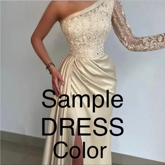 Hebeos-Sheath/Column Satin Lace One-ShoulderSweep/Brush Train Prom Gown - Picture 2 of 9